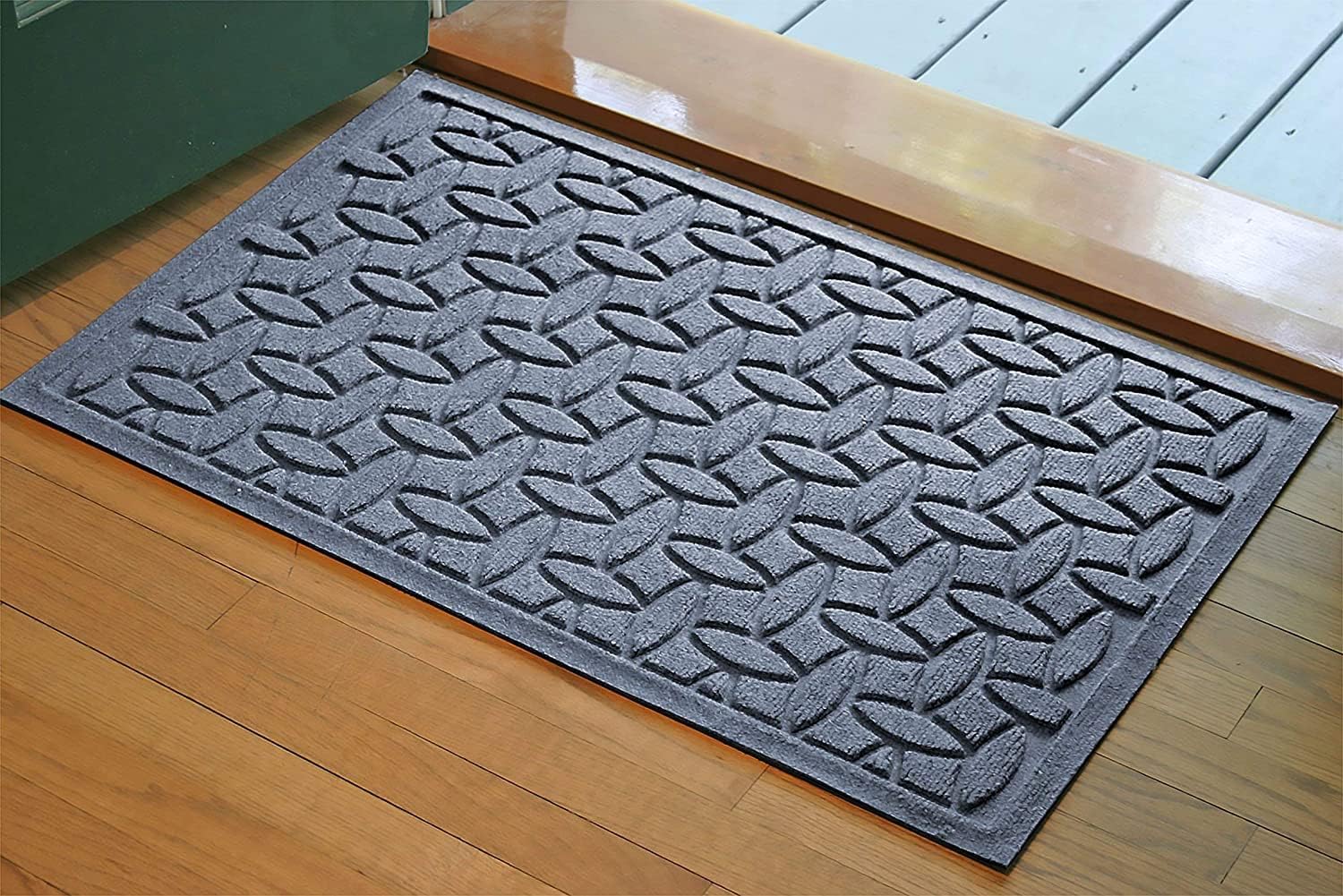 Bungalow Flooring Waterhog Door Mat, 2' x 3' Made in USA, Durable and Decorative Floor Covering, Skid Resistant, Indoor/Outdoor, Water-Trapping, Ellipse Collection, Bluestone