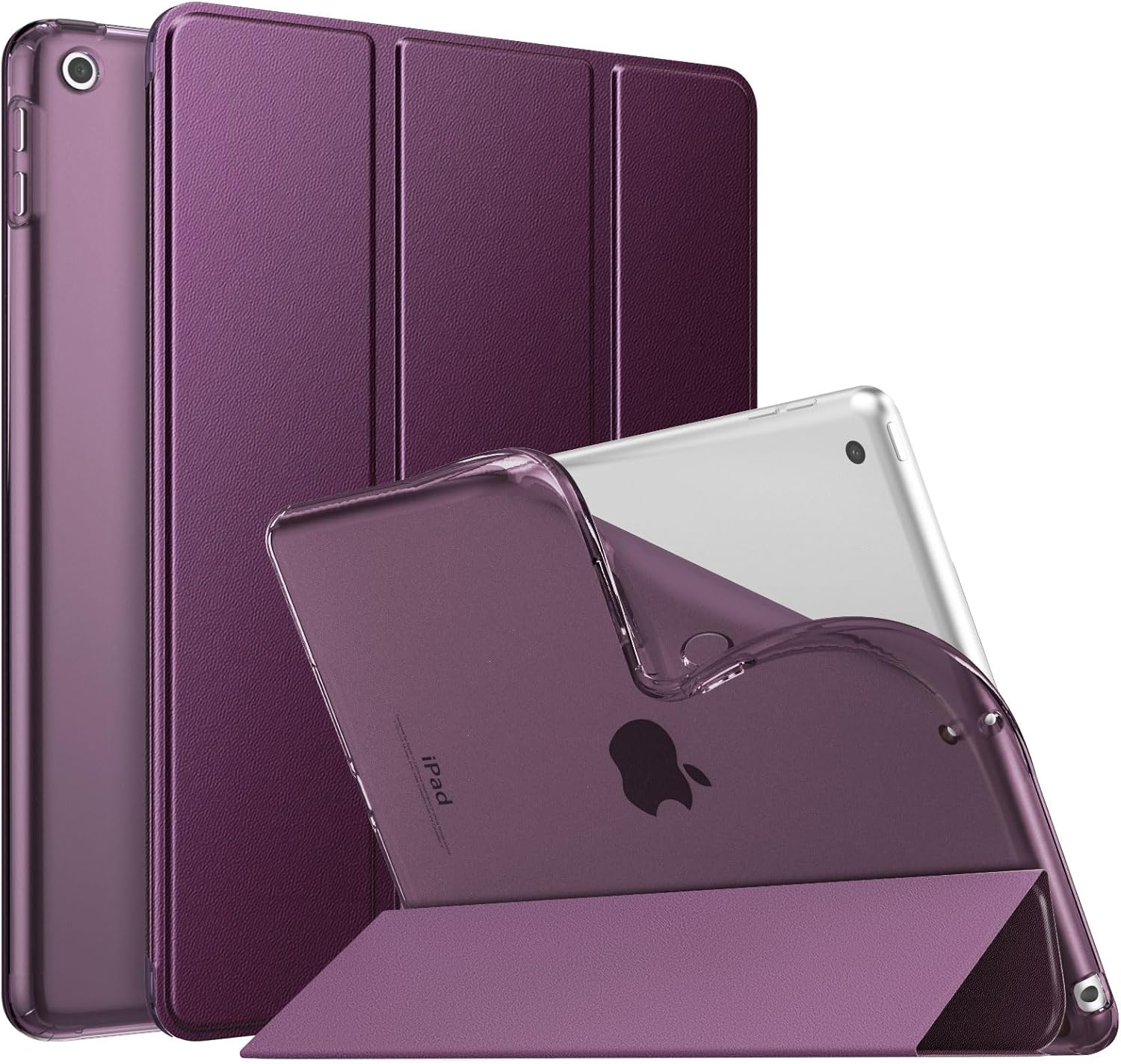 MoKo Case for iPad 10.2 iPad 9th Generation 2021/ iPad 8th Generation 2020/ iPad 7th Gen 2019, Soft Frosted Back Cover Slim Shell Case with Stand for iPad 10.2 inch,Auto Wake/Sleep, Deep Purple