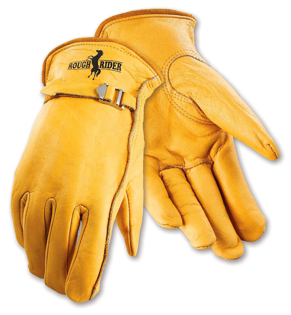 Galeton 25101PR-L 25101PR Rough Rider Premium Leather, Strap & Buckle Driver Gloves, Large, Gold