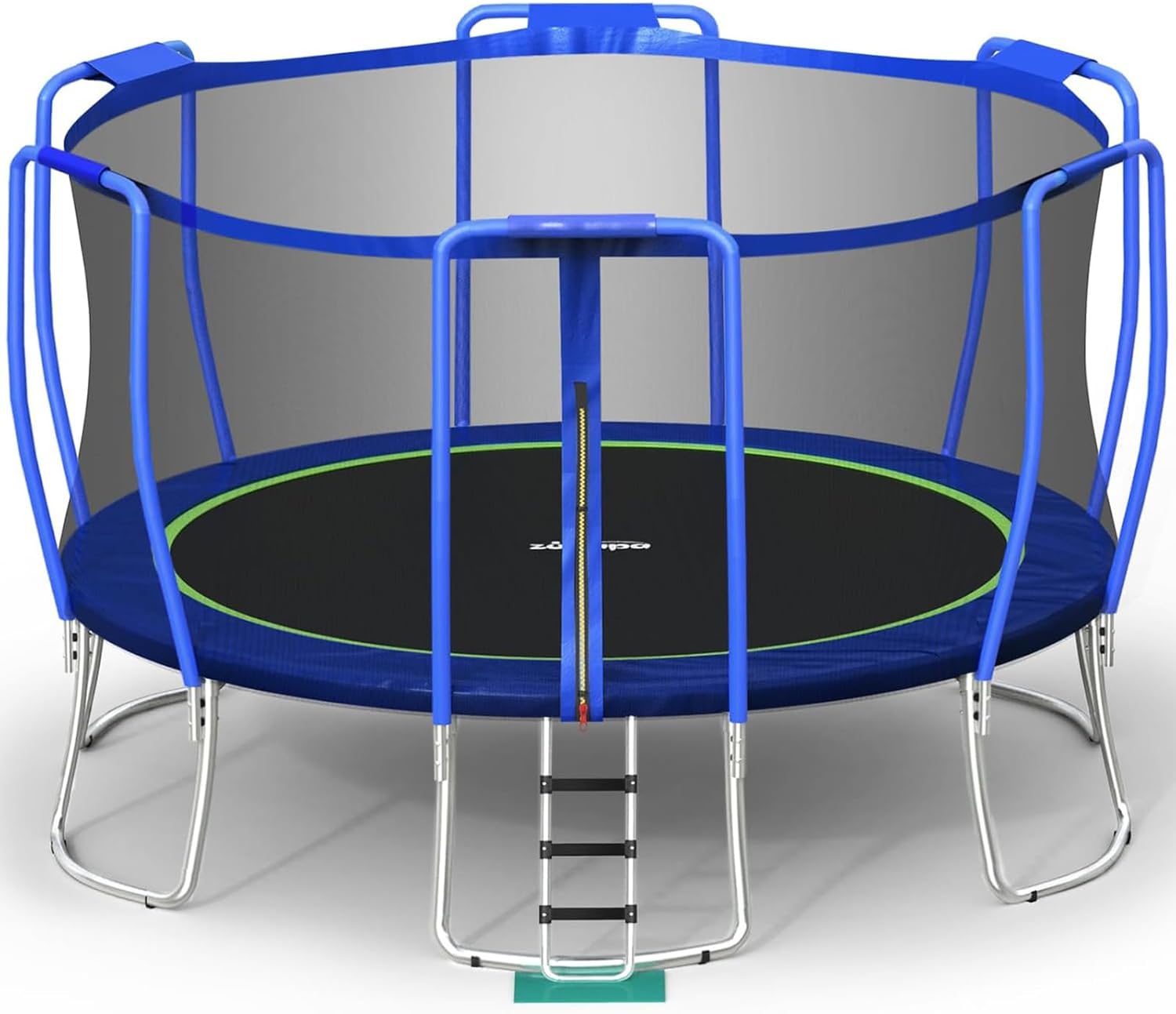 Zupapa Trampolines No-Gap Design 1500 LBS Weight Capacity 16 15 14 12 10 8FT for Kids Children with Safety Enclosure Net Outdoor Backyards Large Recreational Trampoline