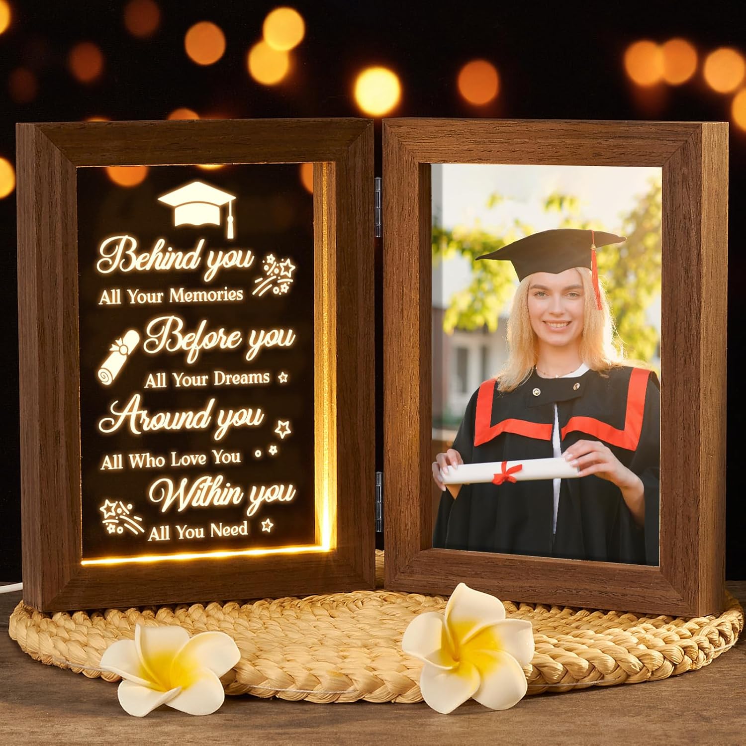 2024 Graduation Gifts for Her Him, Graduation Picture Frame with Light Cool College High School Graduation Gifts for Girl Master Degree Grad Gifts - Congratulations Gifts for Graduates Women Daughter