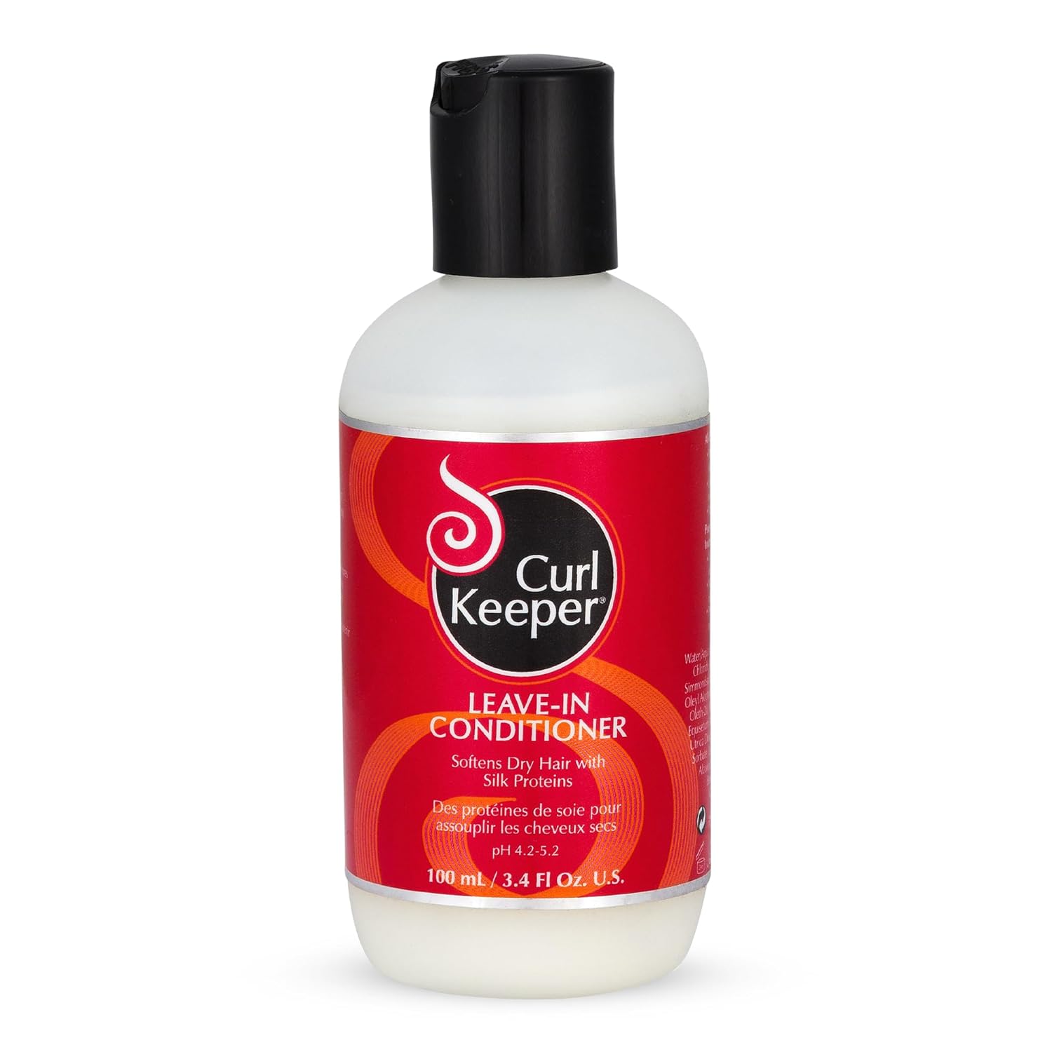 Curl Keeper Leave-In Conditioner for Curly Hair, 3.4 Fl Oz - All-Day Lightweight Moisture for All Curl Types - Softens Dry Hair with Silk Proteins for Shiny & Soft Hair - Water-Based Hair Conditioner