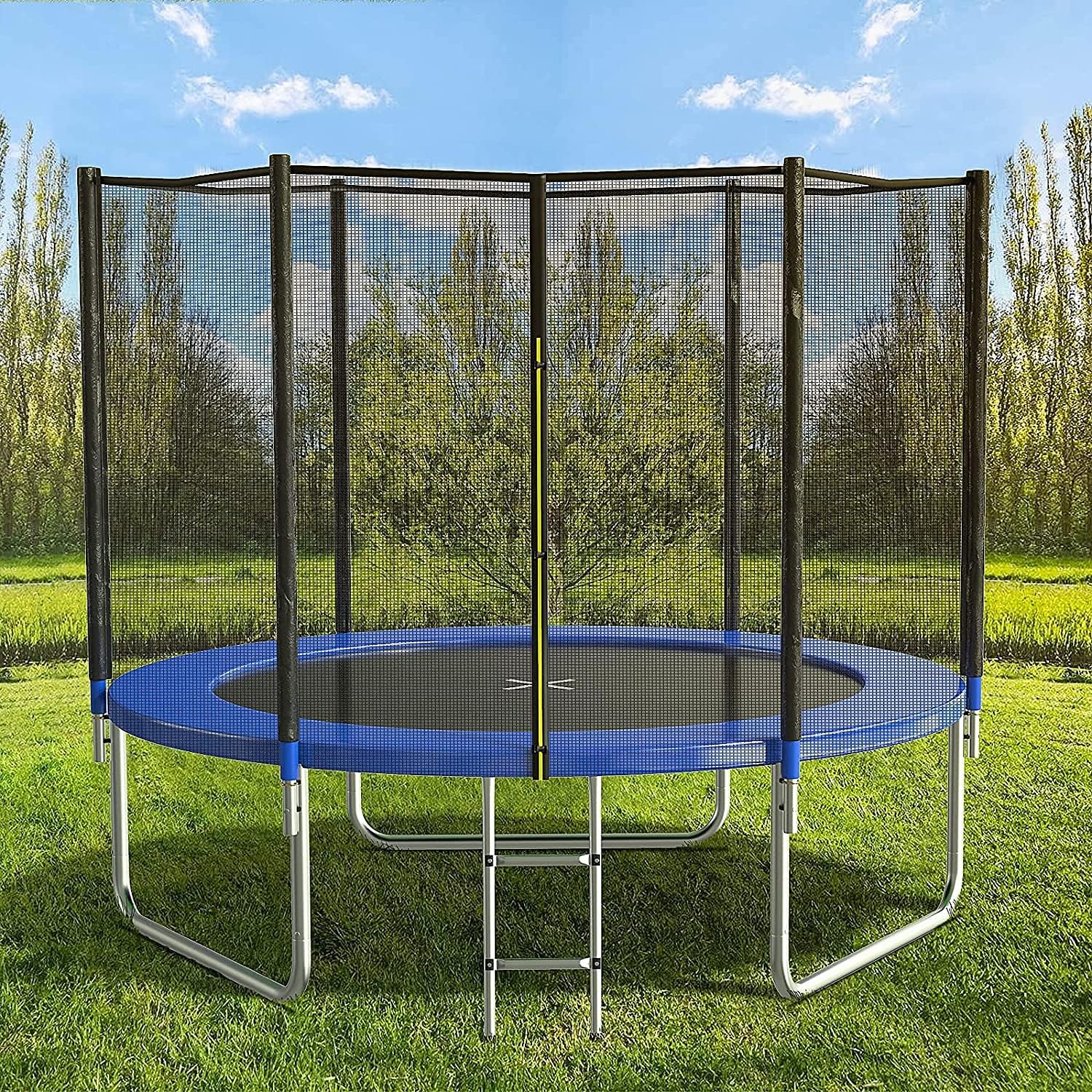 AOTOB 8FT 10FT 12FT 14 FT 15FT Trampoline with Safety Enclosure NetOutdoor Trampoline with Basketball Hoop, Heavy Duty Jumping Mat and Spring Cover Padding for Kids and Adults, Storage Bag and Ladder