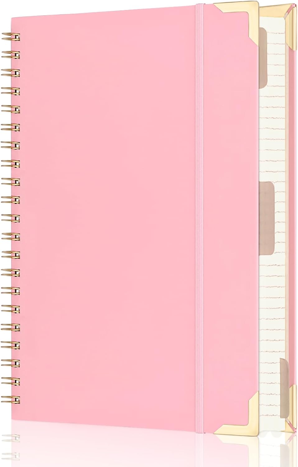 EOOUT Spiral Notebook College Ruled Cute Notebook for Women, 3 Subject 150 Sheets 300 Pages Thick Paper 8.5 x 11 Hardcover Notebooks for Note Taking School Office Supplies (Pink)