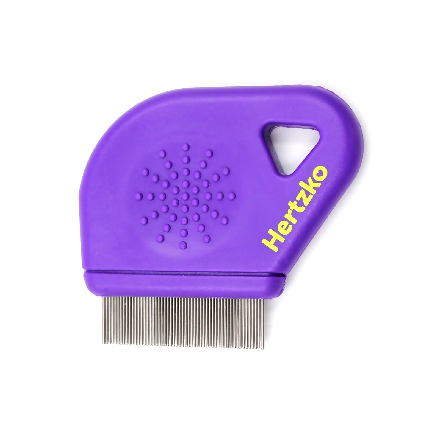 Long Teeth Comb by Hertzko - Closely Spaced Metal Pin for Your Pets Coat - 25mm Long Metal Teeth are Great for Long Hair Areas on Dogs and Cats (Short Teeth)