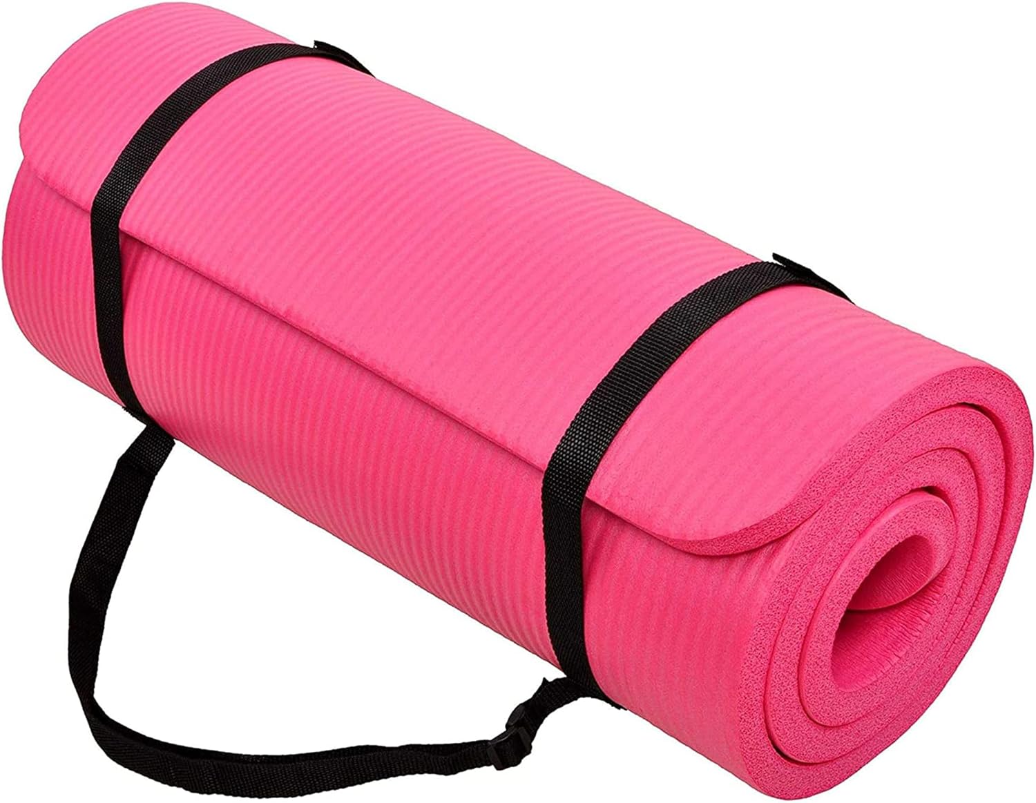 BalanceFrom All-Purpose 1-Inch Extra Thick High Density Anti-Tear Exercise Yoga Mat with Carrying Strap, Multiple Colors