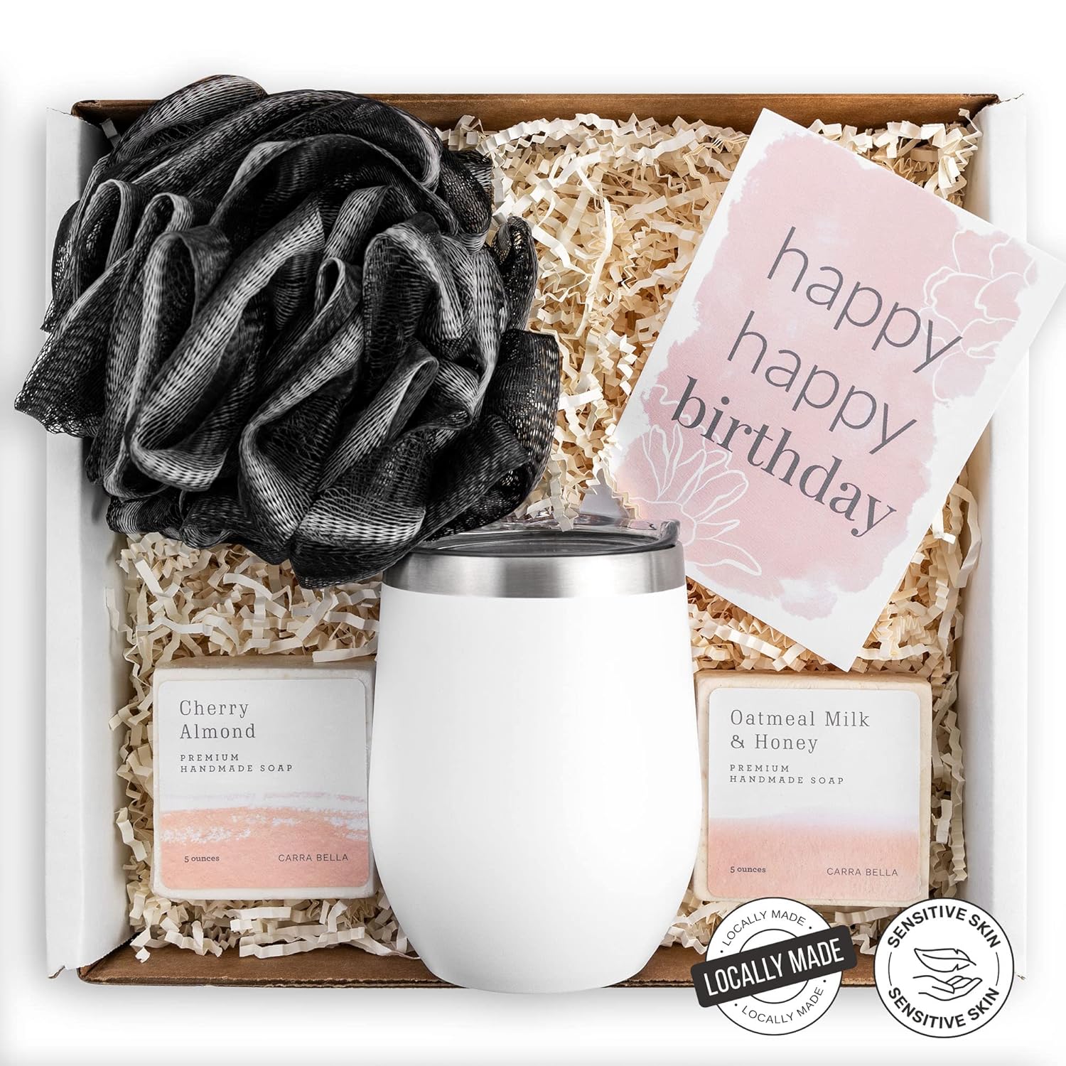 Sodilly Birthday Box for Women - Spa Gifts for Women - Pampering Spa Gift Set with Handmade Soaps and Tumbler - Relaxing Spa Gift Box Basket Care Package