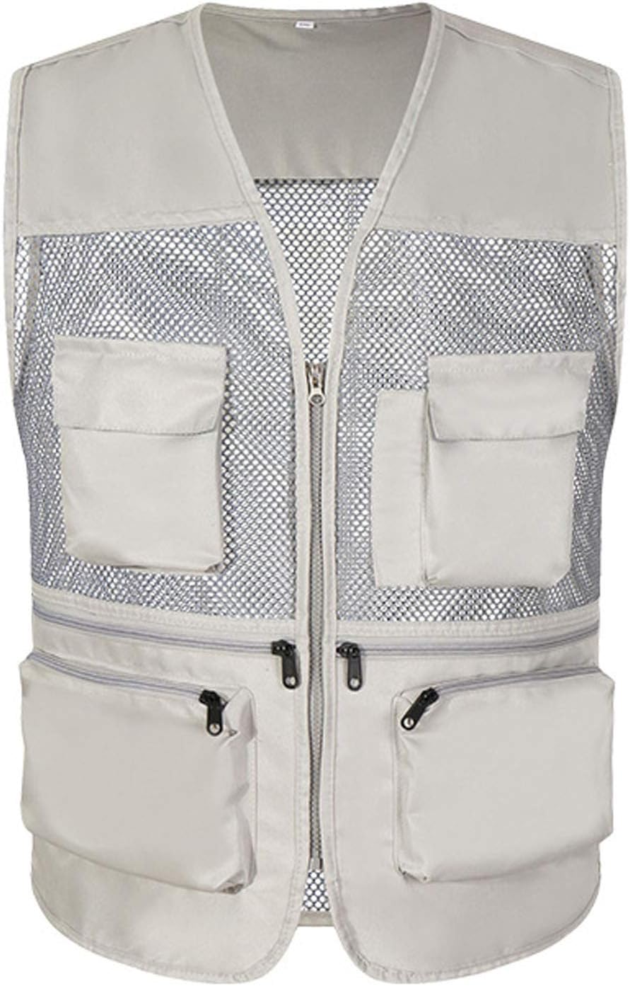 Flygo Men' Outdoor Summer Work Travel Safari Fishing Photo Vest With Pockets