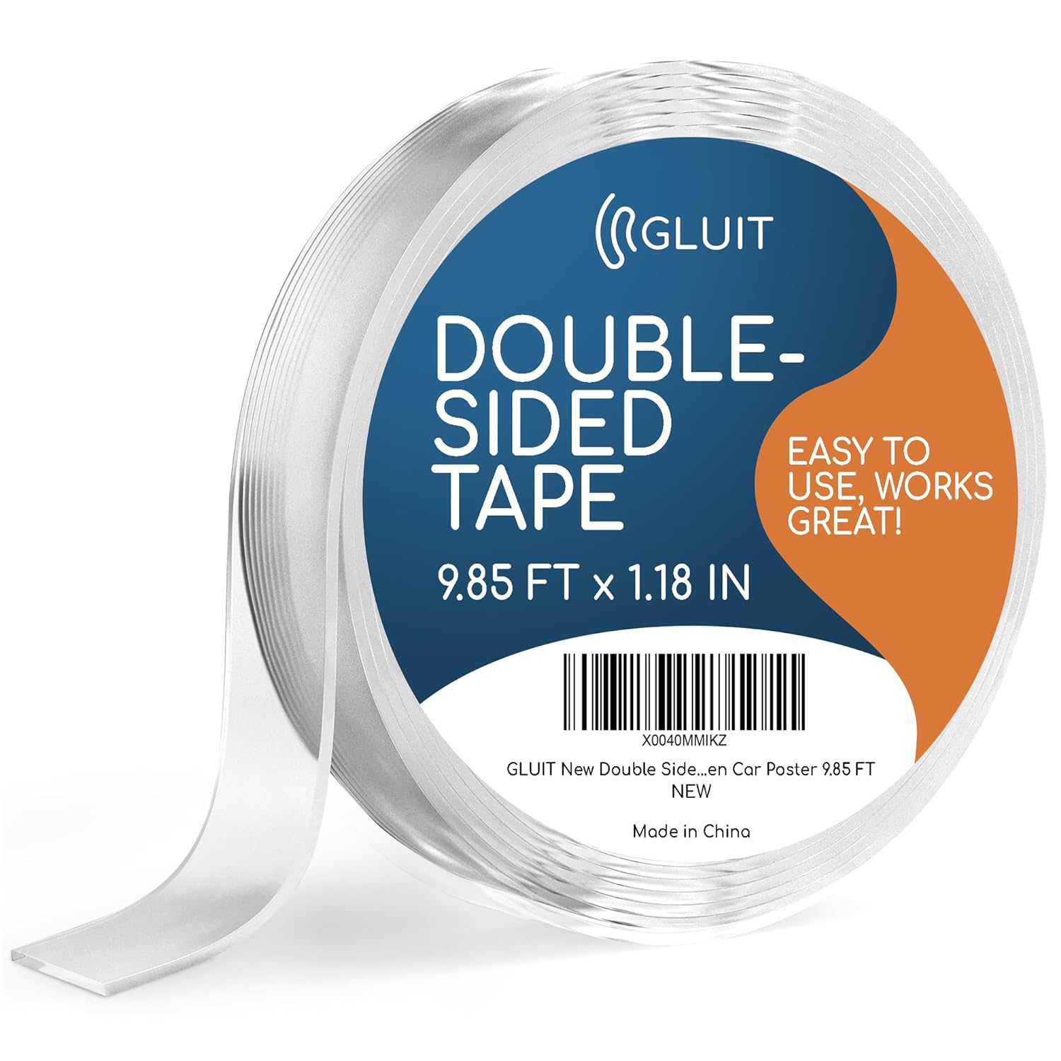 GLUIT New Double Sided Tape Heavy Duty 17.5 lbs Reusable Adhesive Removable Washable Multipurpose Mounting Tape Gel Grip Tape Carpet Tape for Home Office Kitchen Car Poster 9.85FT