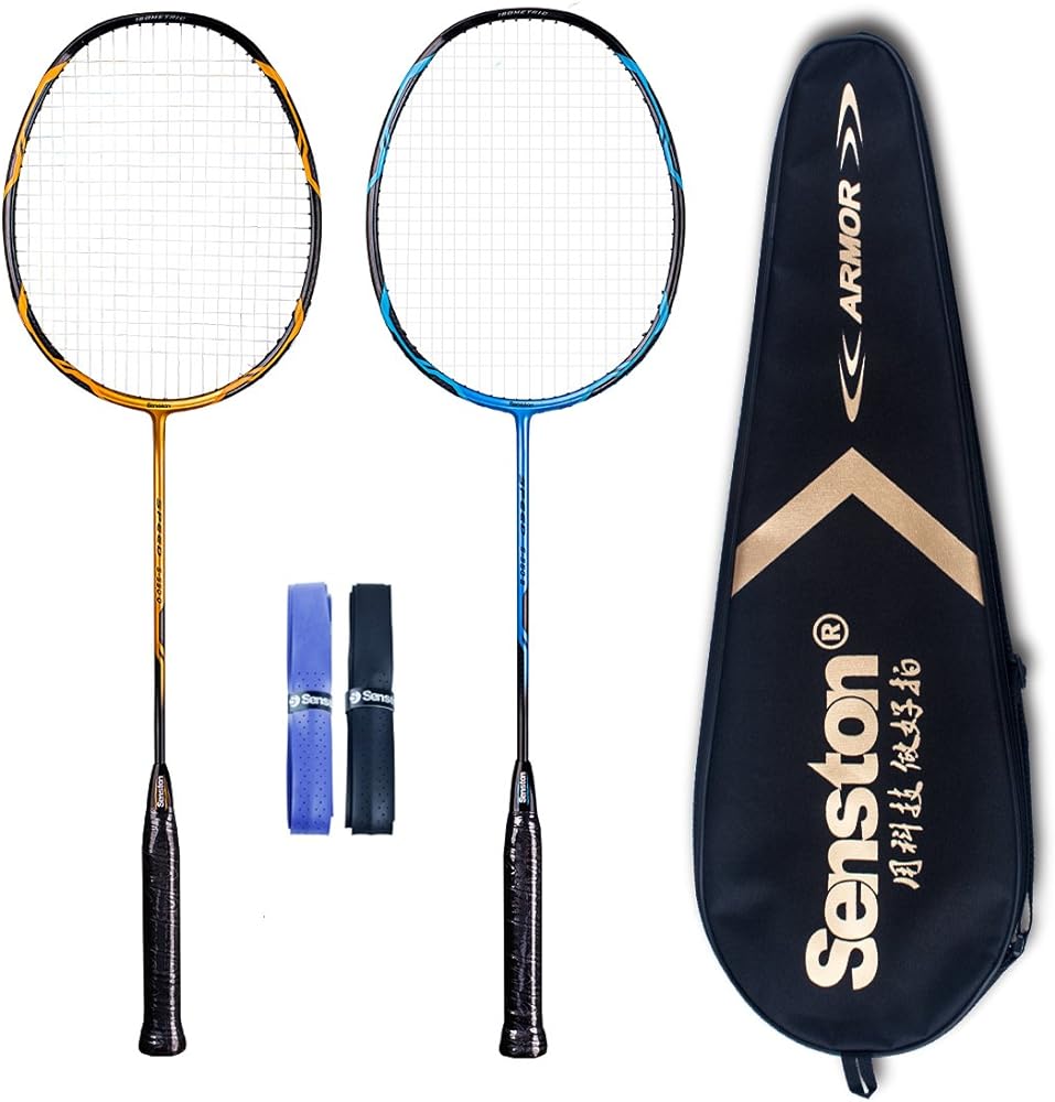 Senston - High Grade 2 Player Badminton Racket Set Carbon Fifer Badminton Sets- Including 1 Badminton Bag/2 Rackets/2 Grip