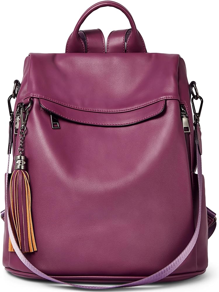 Telena Backpack Purse for Women, PU Leather Anti Theft Travel Backpack Purse Shoulder Bags with Tassel