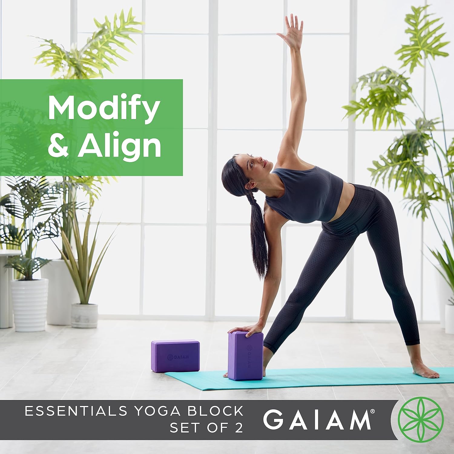 Gaiam Essentials Yoga Block (Set Of 2)  Supportive, Soft Non-Slip Foam Surface For Yoga, Pilates, Meditation