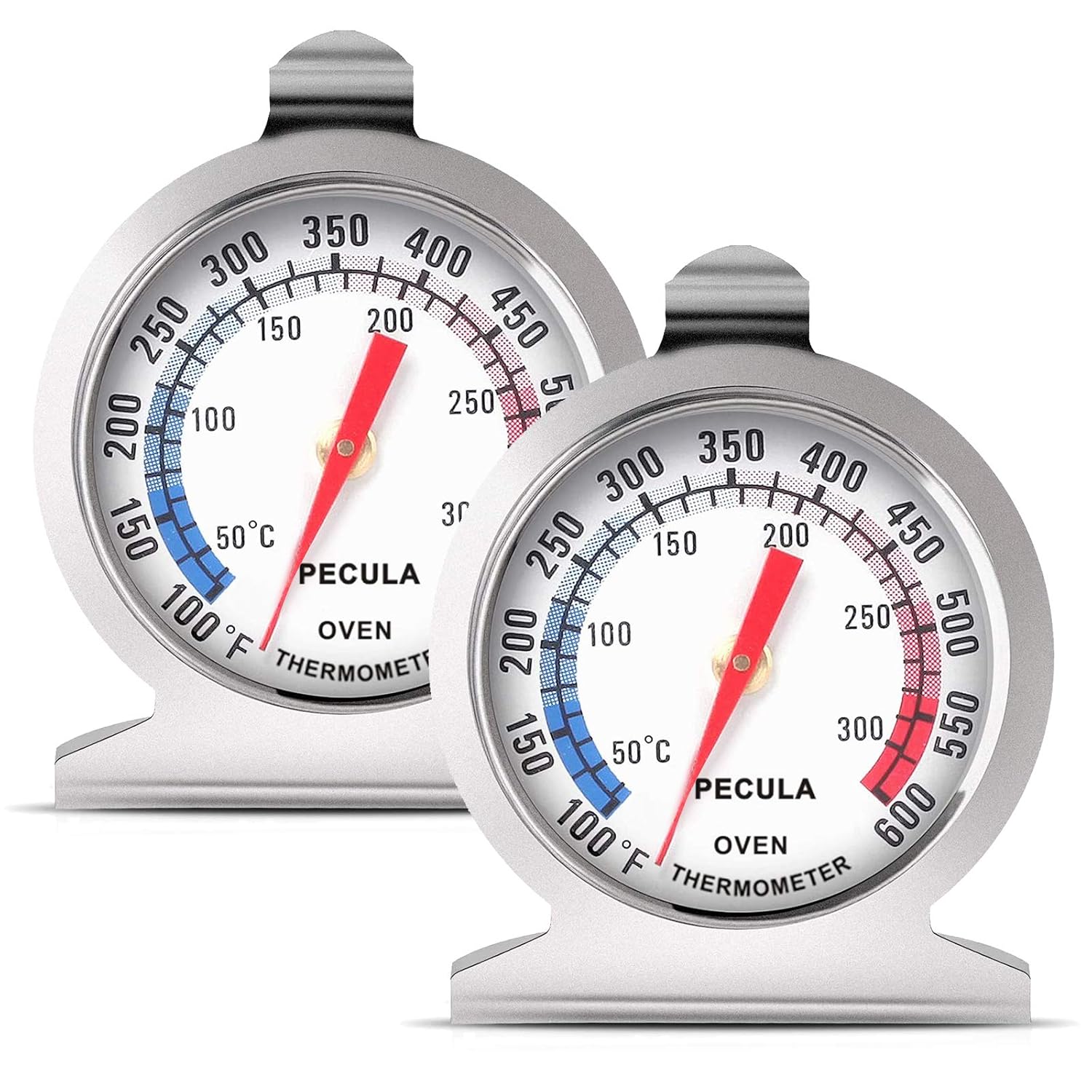 Oven Thermometer 2 Pack 50-300C/100-600F, Oven Grill Fry Chef Smoker Thermometer Instant Read Stainless Steel Thermometer Kitchen Cooking Thermometer