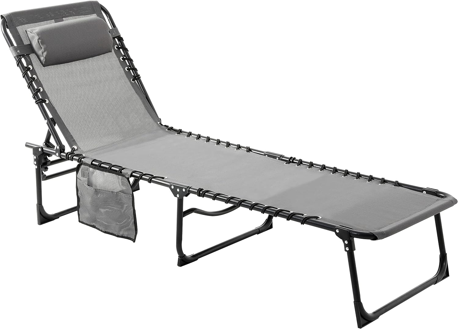 I love this chair. Using other folding beach chairs in the past, they are uncomfortable and provide less options for reclining and positioning. This chair is much more comfortable, can lay flat or reclined as well as angle your feet down, has handles to carry it easily, and also has a pocket. Absolutely perfect! It is sturdy and well made, so when my kids want to jump on me Im not worried it will break!