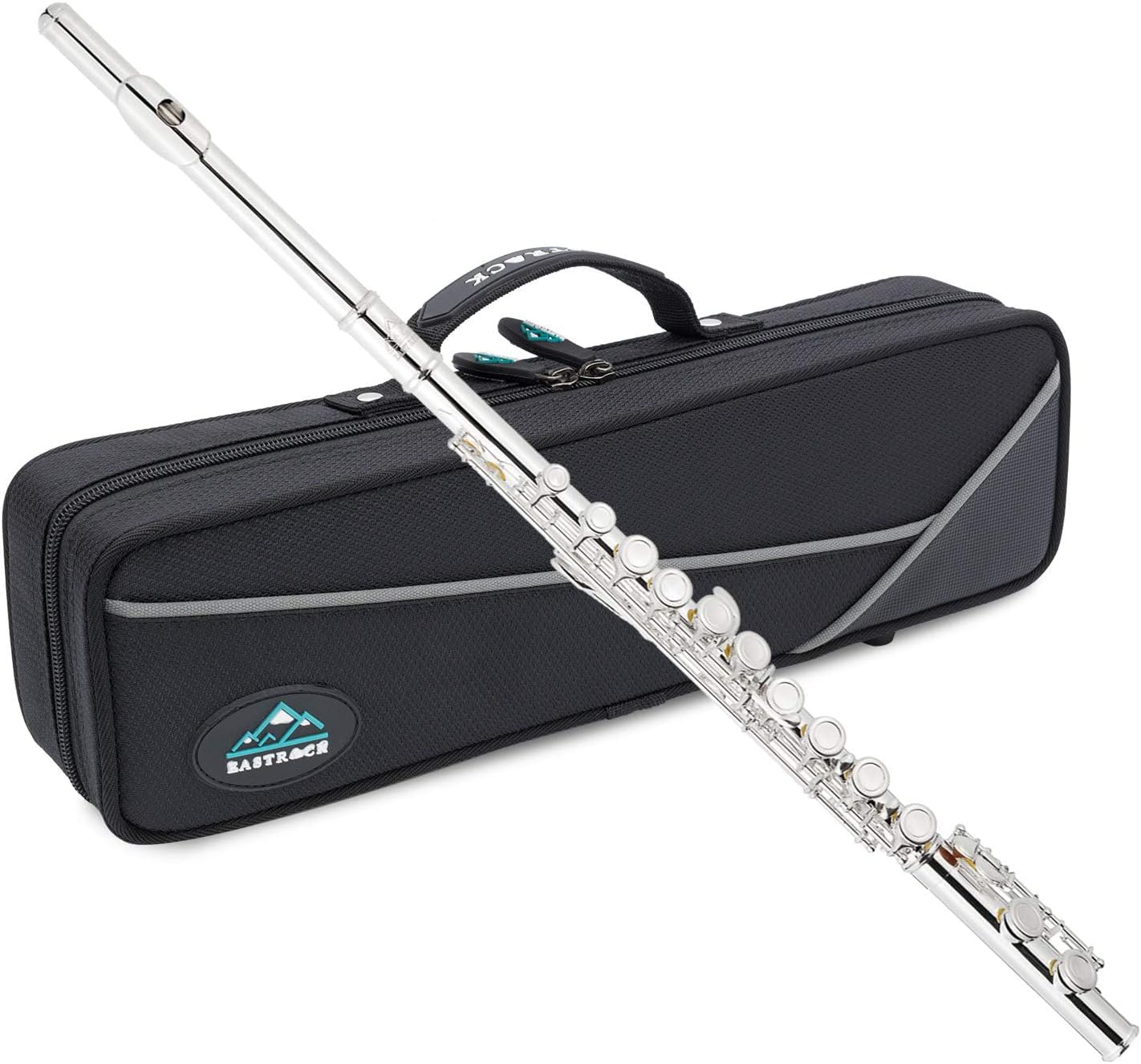 EASTROCK C Flute Instrument, 16 Keys Closed Hole Flute for Beginner, Kids, Student Flute with Carrying Case Stand, Cleaning kit, Gloves, Tuning Rod, Nickel 