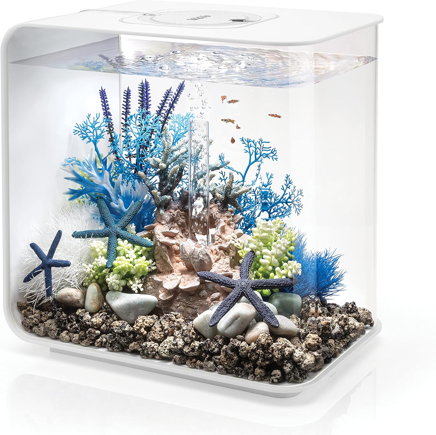 biOrb Flow 30 Acrylic 8-Gallon Aquarium with White LED Lights Modern Tank for Tabletop Display, White