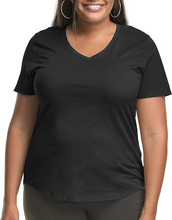 Just My Size Women's Plus-Size Short Sleeve V-Neck Tee