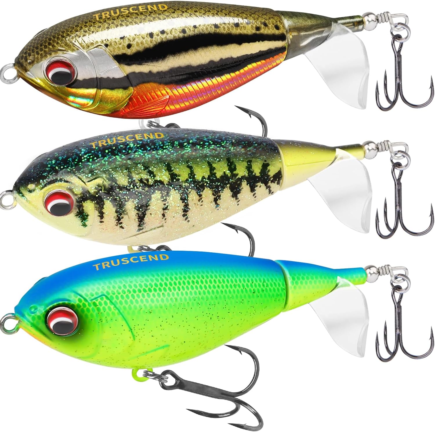 TRUSCEND Top Water Fishing Lures with BKK Hooks, Whopper Fishing Lure for Freshwater or Saltwater, Floating Lure for Bass Catfish Pike, Fishing Wobble Surface Bass Baits Teasers Fishing Gifts for Men