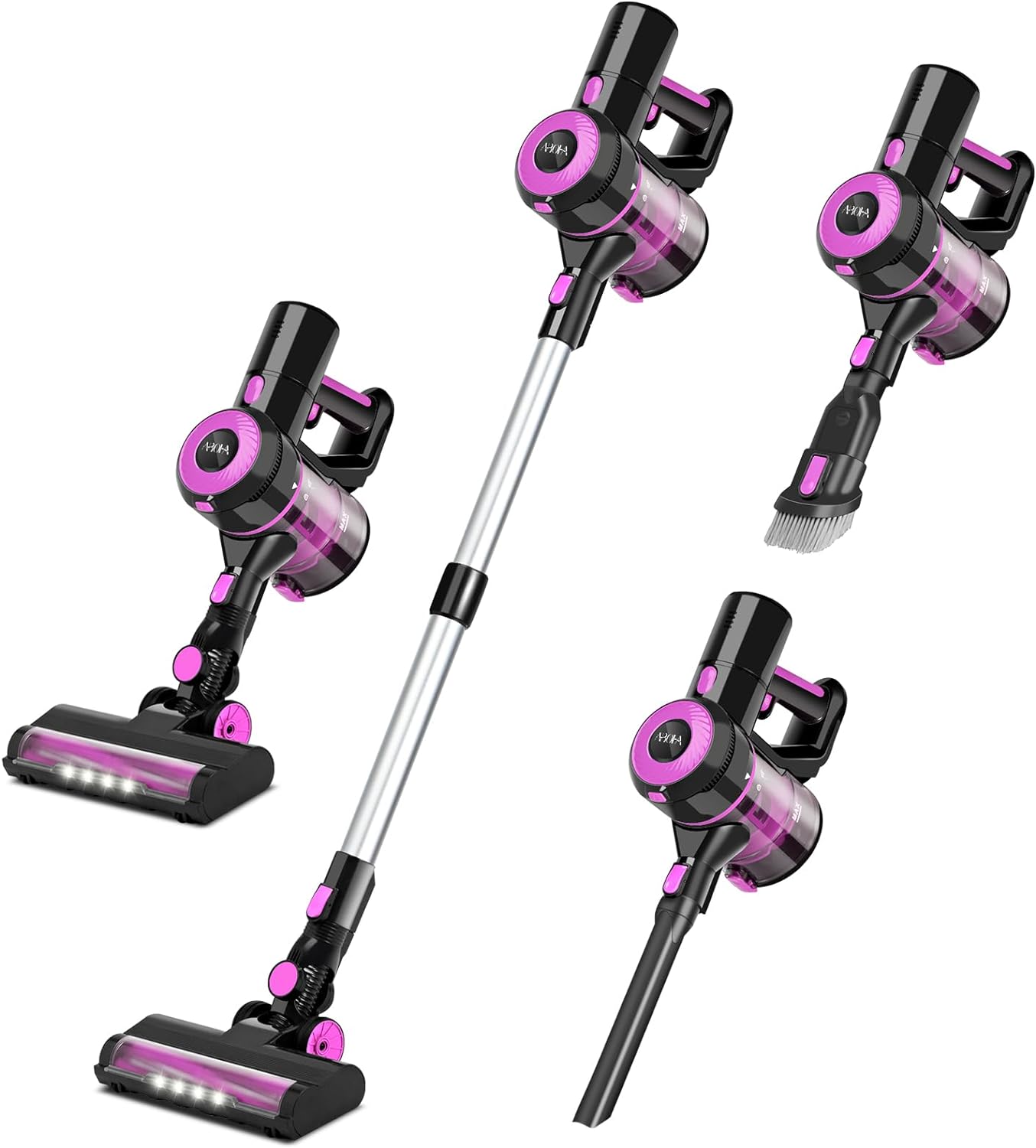 Cordless Vacuum Cleaner, 8-in-1 Stick Vacuum Cleaner with Super Suction, 25Kpa Powerful Suction Vacuum with 45 Mins Runtime Detachable Battery, Vacuum Cleaners for Hardwood Floor Pet HairViolet