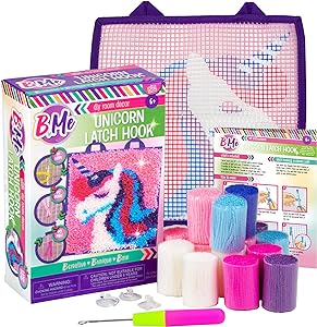 Great gift for my 7 year old daughter who loves to do crafts! Comes with everything you need from start to finish! It took her several tries to get the dexterity down - but once she figured it out… she enjoyed latch hook very much. Will be looking for more like this!!