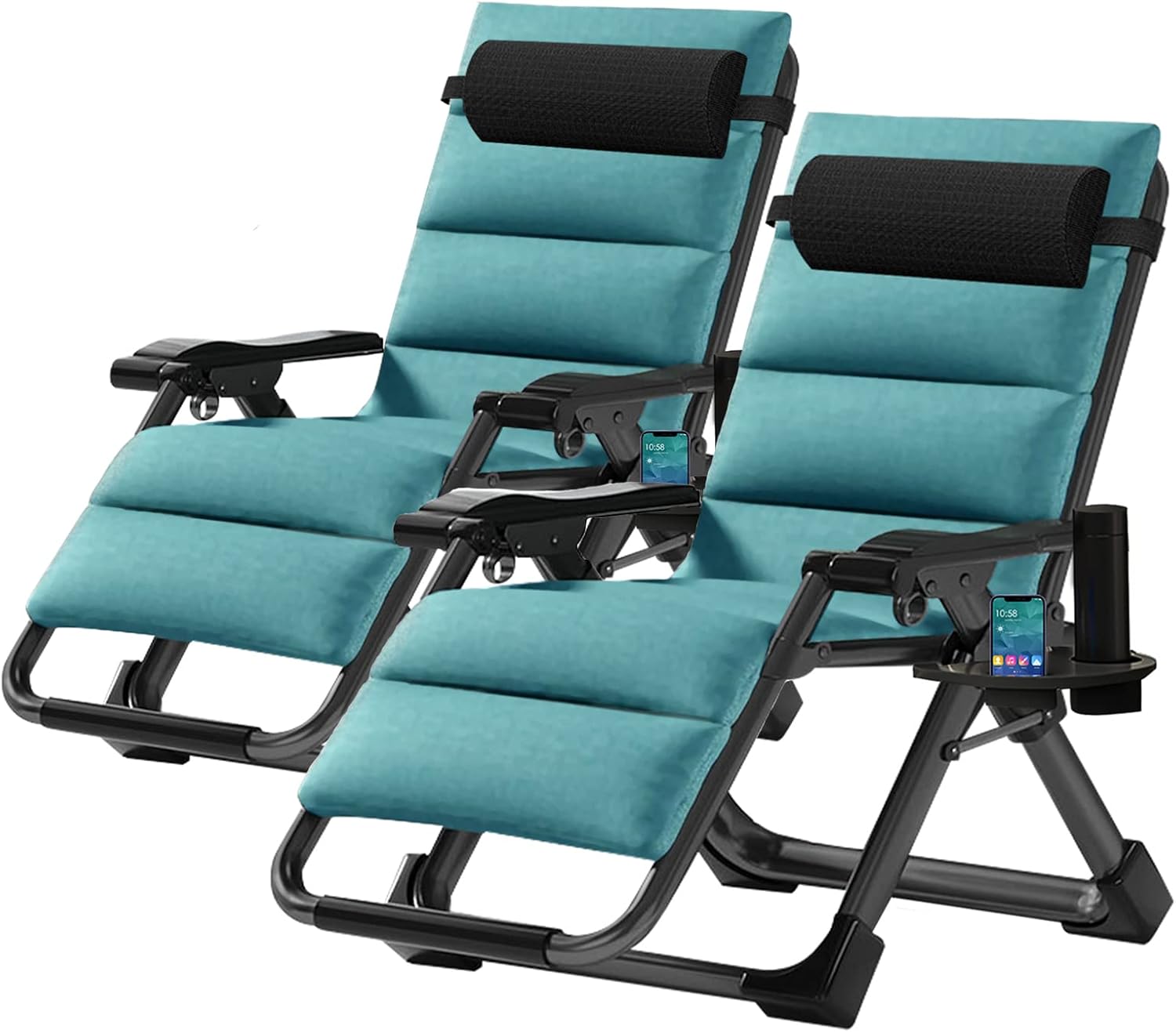 LILYPELLE Zero Gravity Chair, Premium Lawn Recliner Folding Portable Chaise Lounge with Detachable Cushion, Headrest and Cup Holder, Reclining Patio Lounger Chair