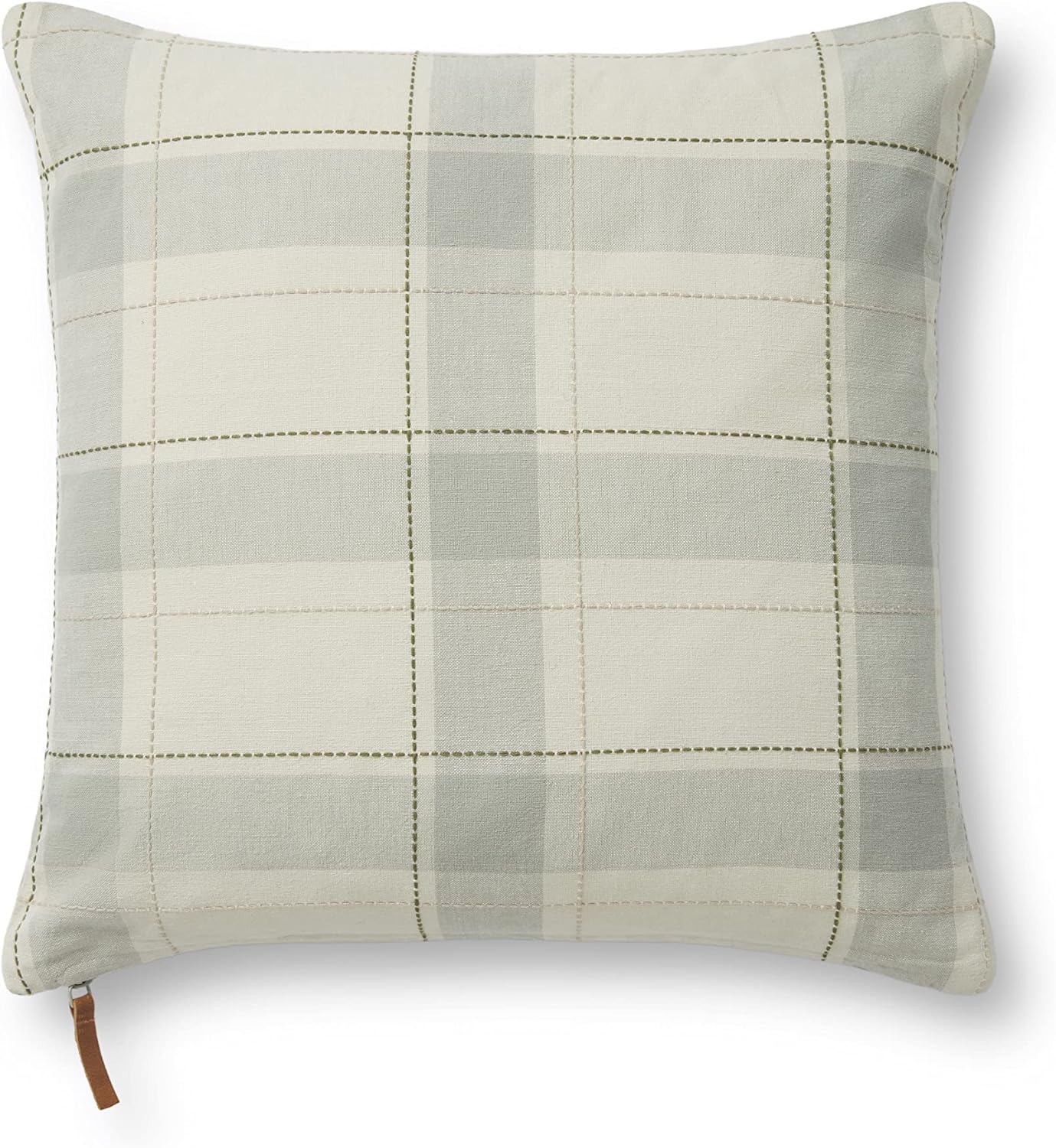 Loloi Sage / Multi 18 Inch x 18 Inch Classic Cotton Polyester Plaid Decorative Pillow Cover For Home