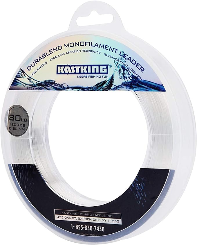 KastKing DuraBlend Monofilament Leader Line - Premium Saltwater Mono Leader Materials - Big Game Spool Size 120Yds/110M