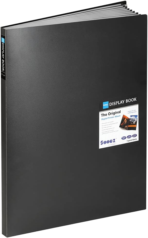 Sooez Heavy Duty Binder with Plastic Sleeves 18x24, Portfolio Folder with 30 Clear Sheet Protectors, Display 60 Pages, Presentation Book for Artwork, Sheet Music, Document