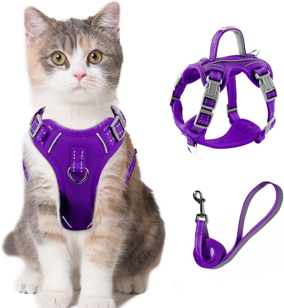 Cat Harness and Leash Set for Walking Escape Proof for Small Large cat Kitten Harness with ID tag Pocket (Purple,XXS)