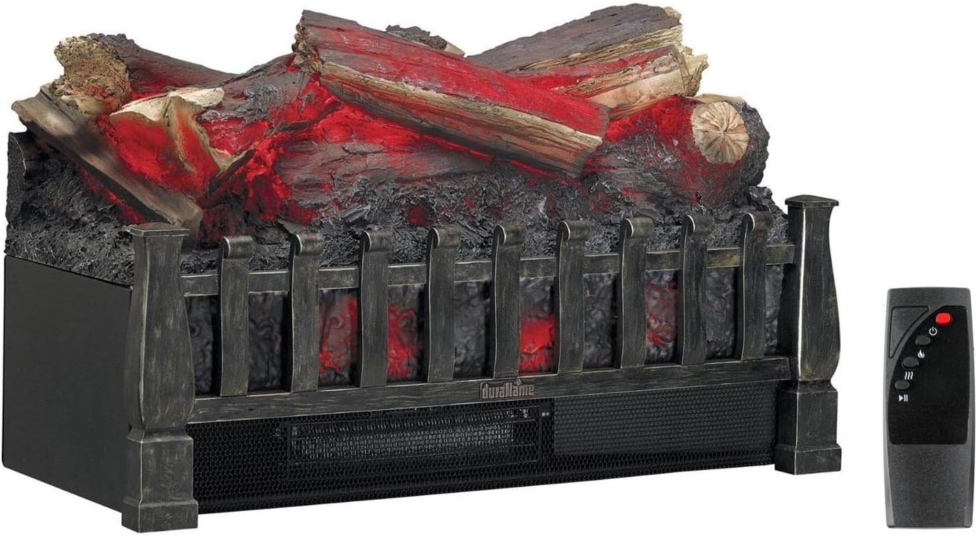 duraflame Electric Log Set 400 Sq Ft Heater, Faux Logs Insert with Lifelike Flames for Existing Fireplaces, Remote Control Included