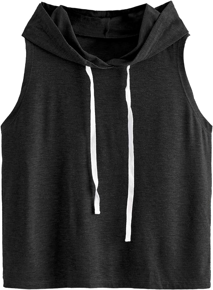 SweatyRocks Women&#39;s Summer Sleeveless Hooded Tank Top T-Shirt for Athletic Exercise Relaxed Breathable