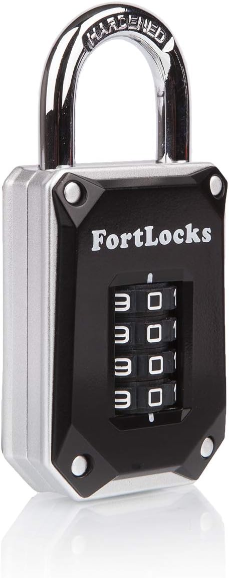 Gym Locker Lock - 4 Digit, Heavy Duty, Hardened Stainless Steel, Weatherproof and Outdoor Combination Padlock - Easy to Read Numbers - Resettable and Cut Proof Combo Code - 1 Pack Silver