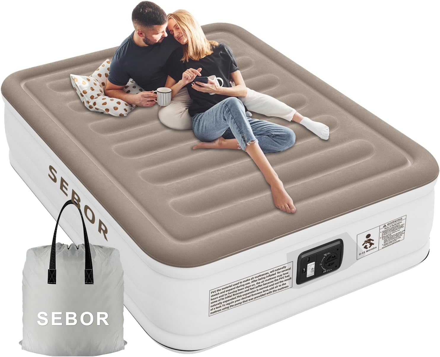 Luxury Queen Air Mattress with Built in Pump, Durable Blow Up Mattress for Home&Guests, 18 inch Inflatable Airbed, 660lb MAX