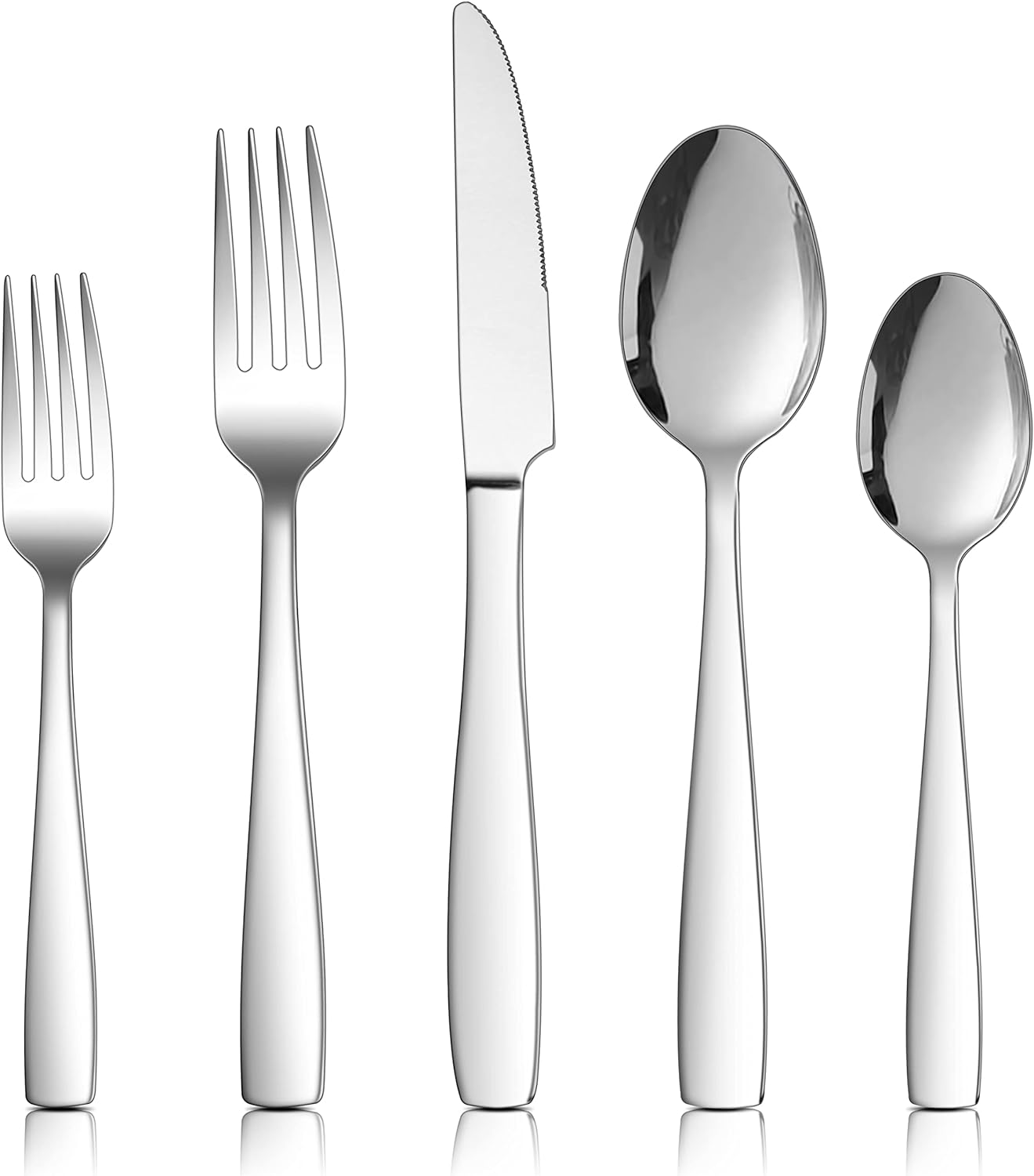 LIANYU 18/10 Stainless Steel Flatware Set for 4, 20-Piece Modern Silverware Cutlery Set, Fancy Square Eating Utensils Forks Spoons Tableware for Home Wedding Entertaining, Dishwasher Safe