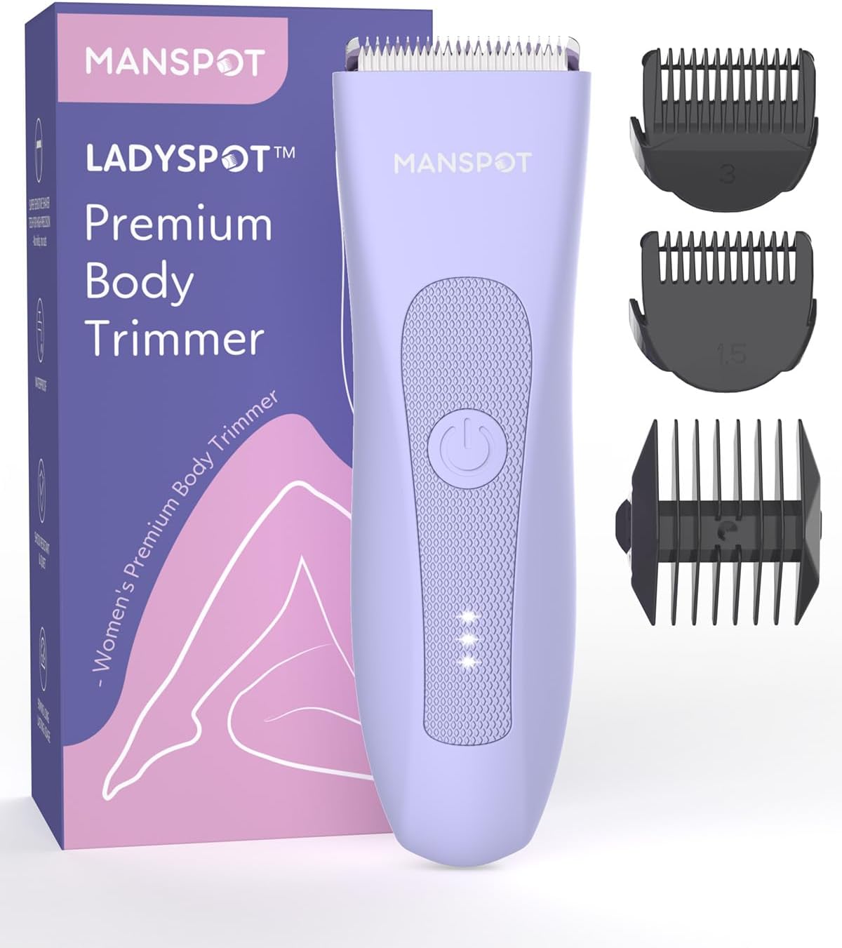 Bikini Trimmer for Women Pubic Trimmer for Women - Electric Body Hair Trimmer Shaver Razor for Women' Body Groomer, LADYSPOT Replaceable Hypoallergenic Ceramic Blade,Wet/Dry(Purple Women' Version)