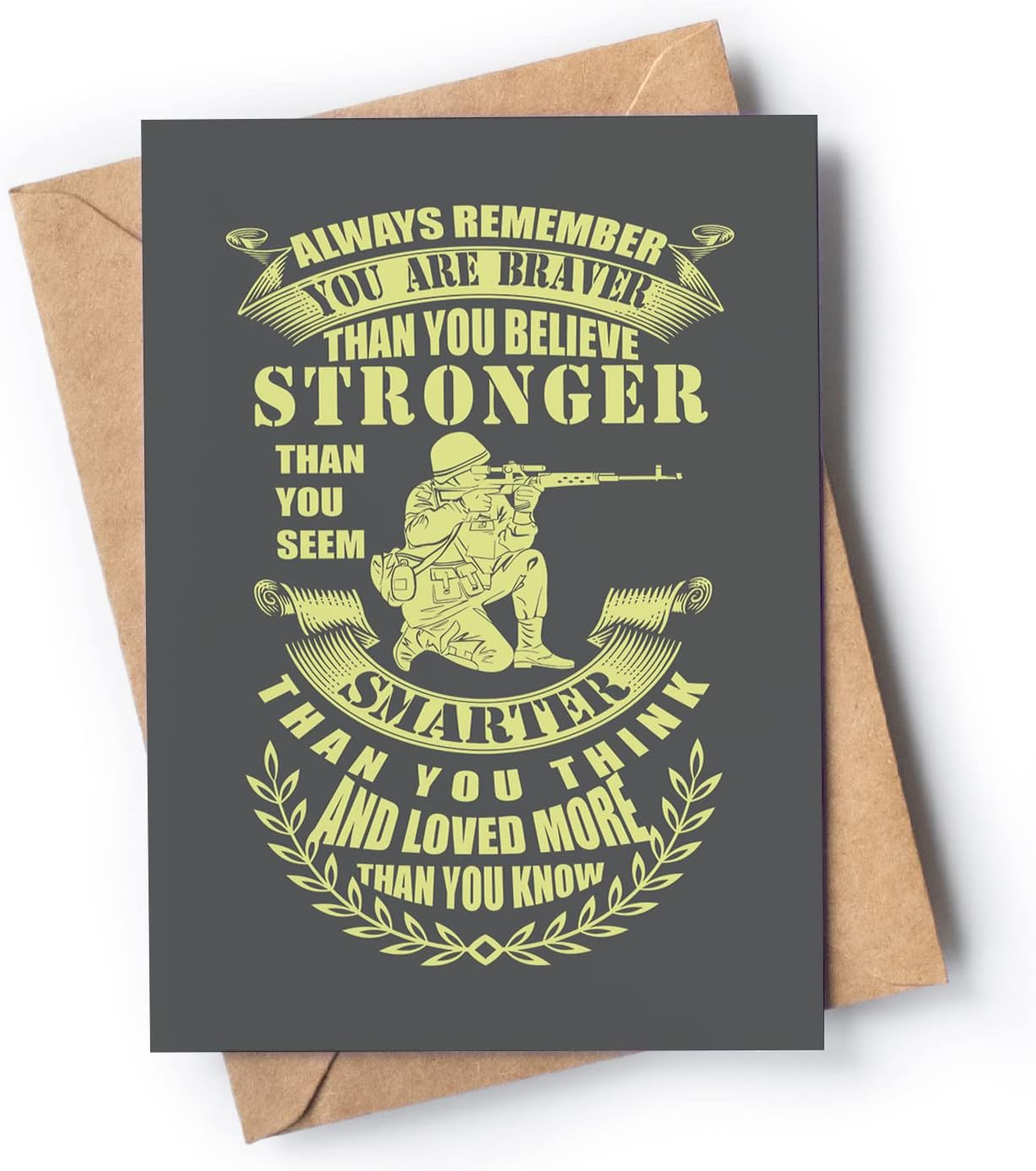 Motivational card for soldier, veteran with envelope | A great inspirational card to show appreciation for a militar on a special day (Birthday, retirement, graduation...)