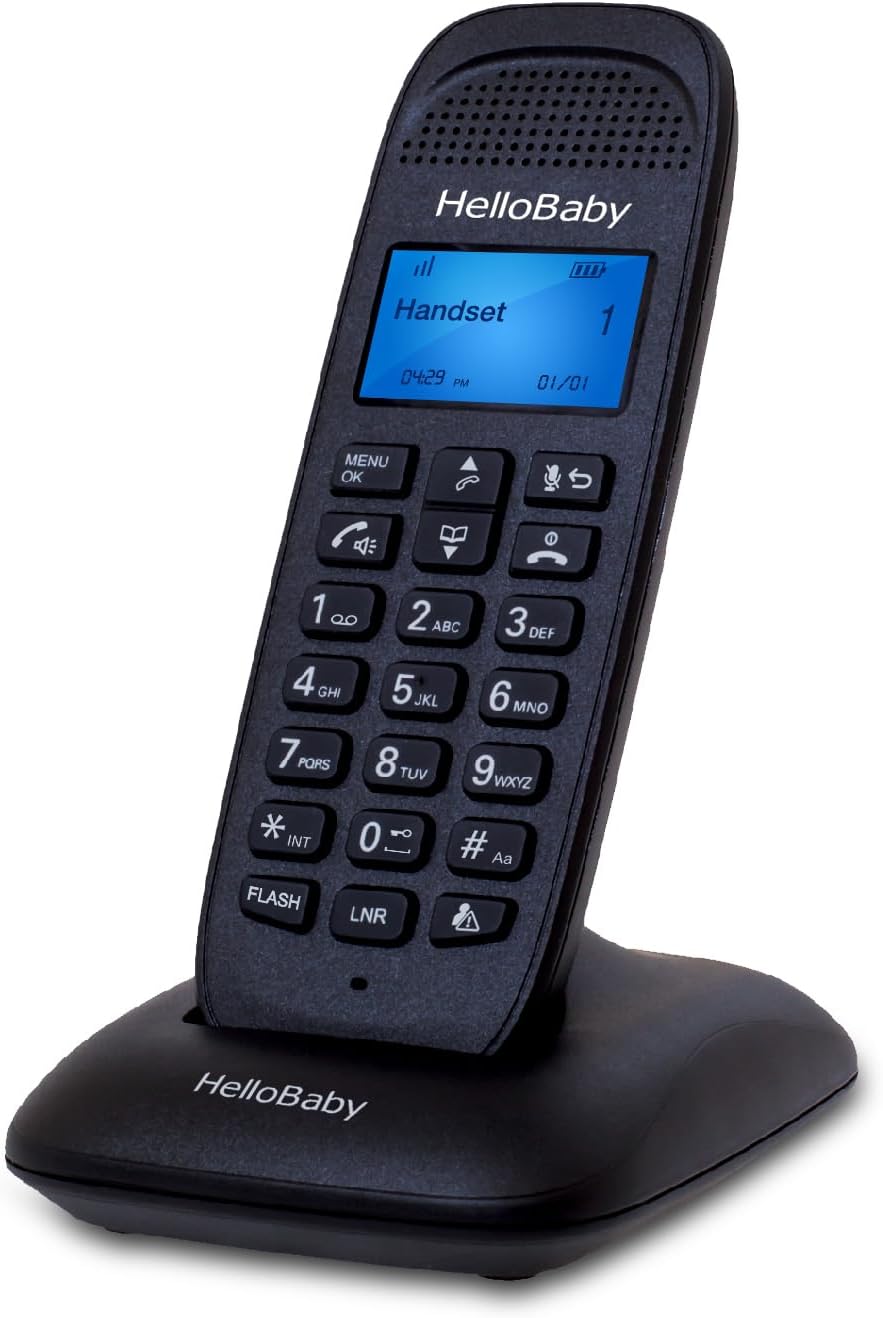 HelloBaby DECT 6.0 Cordless Phone Handset for Home with Caller ID/Call Waiting, Call Block, Full-Duplex Handset Speakerphone, Blue Backlit Display & Big Buttons, Reliable 1000 ft Range