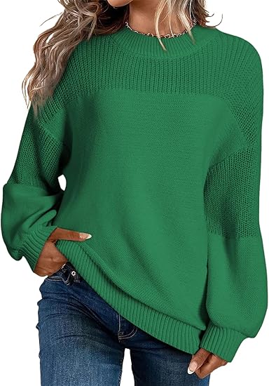 Dokotoo Women' Casual Long Sleeve Sweaters Loose Crewneck Knit Solid Pullover Sweater Jumper Tops