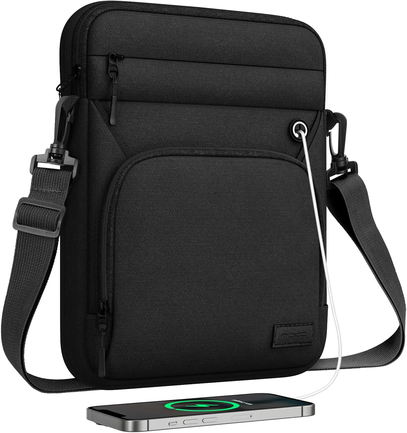 MoKo 9-11 Inch Tablet Sleeve Bag, Fits iPad Air 5/4th 10.9, iPad 9/8/7th 10.2, iPad 10th Gen. 10.9, iPad Pro 11 Inch, Tab S8/S9 11, Multifunctional Bag with Shoulder and Headphone Port, Black