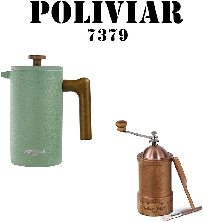 POLIVIAR French Press Coffee Maker & Manual Coffee Grinder