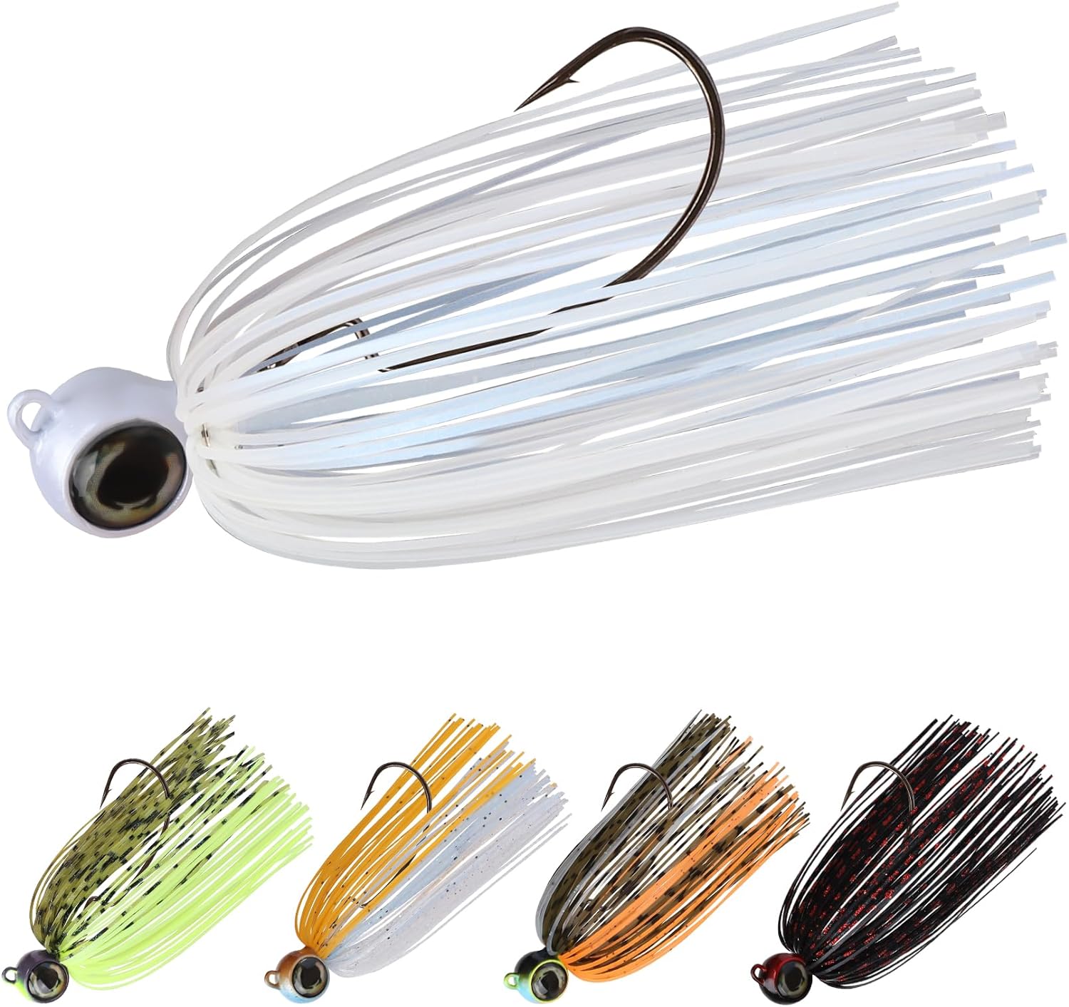 TRUSCEND Fishing Jigs with Ultra Smooth Teflon Hook, Tour Grade Titanium Weed Guard Swim Jigs, Valuable Weedless Skirted Jig, Well-Made Fishing Lures for Crappie Bass Trout, Freshwater Fishing Gear