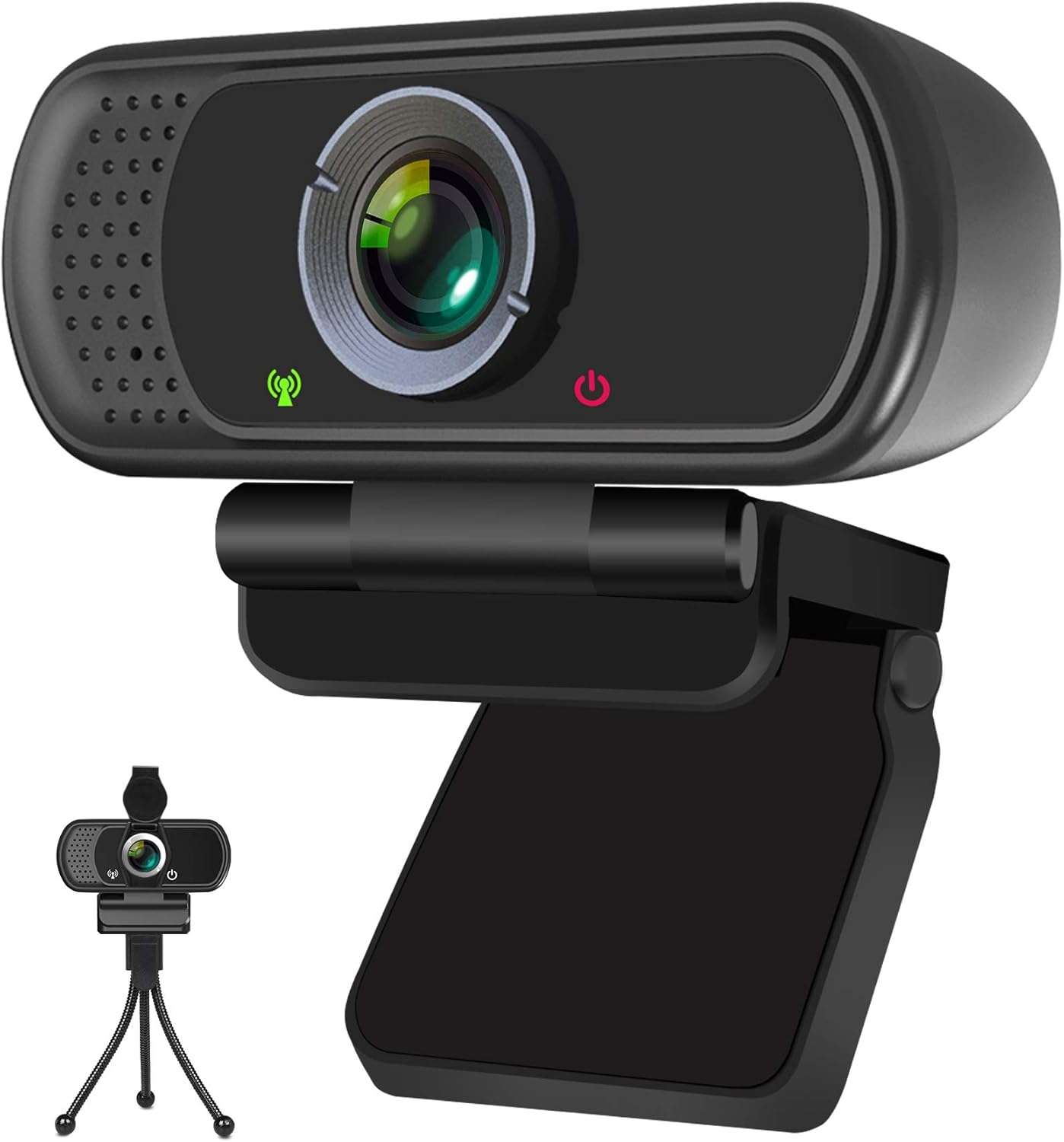 Full HD 1080P Webcam with Privacy Shutter and Tripod, Pro Streaming Web Camera with Microphone, Widescreen USB Computer Camera for Laptop Desktop