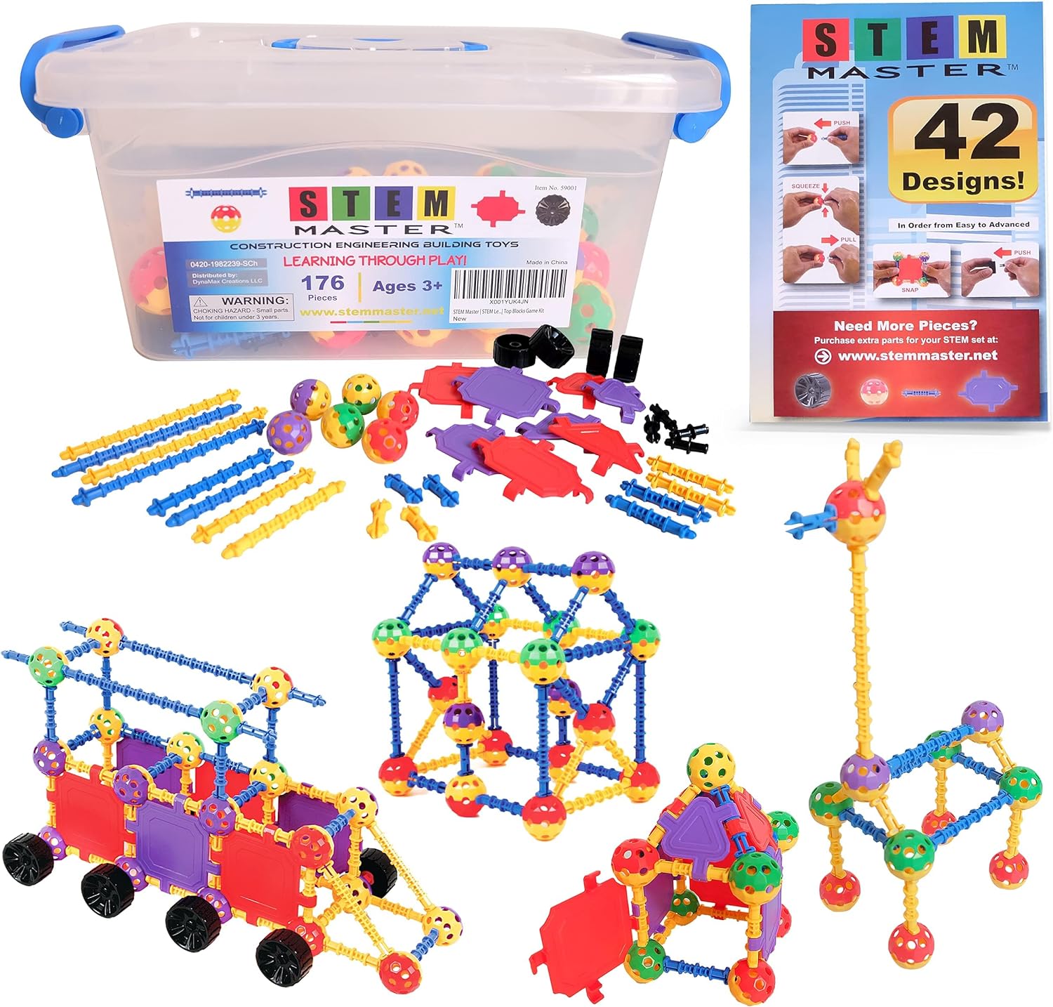 Educational Building Blocks Kit, 176 Pieces, Ages 4-8, Easter Basket Stuffers Gifts for Kids