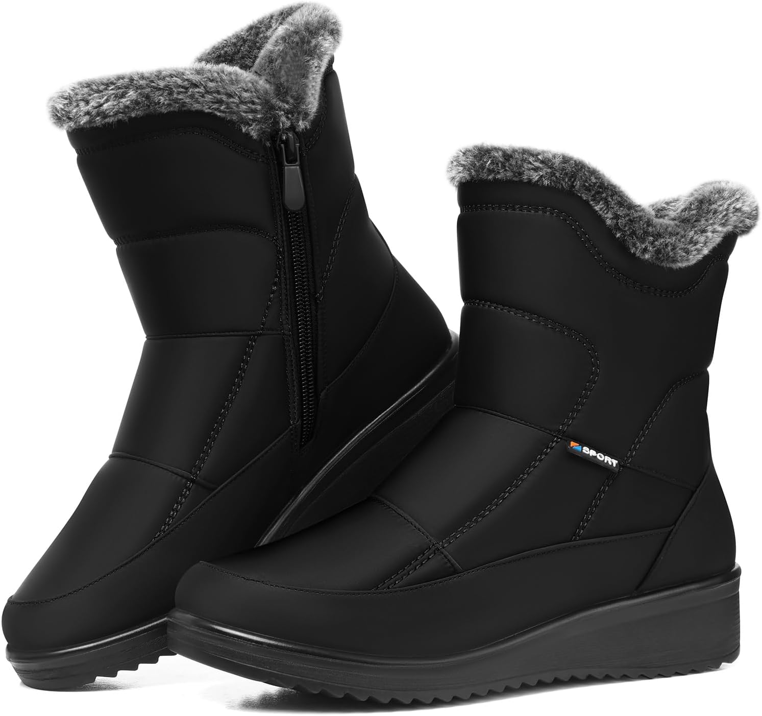 SHIBEVER Womens Winter Boots Warm: Womens Waterproof Snow Boots Ankle Casual Cold Weather Fur Lined Comfortable Booties