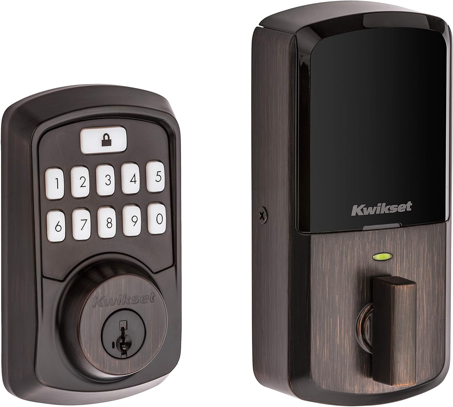 Kwikset 99420-002 Aura Bluetooth Programmable Keypad Door Lock Deadbolt Featuring SmartKey Security, Venetian Bronze