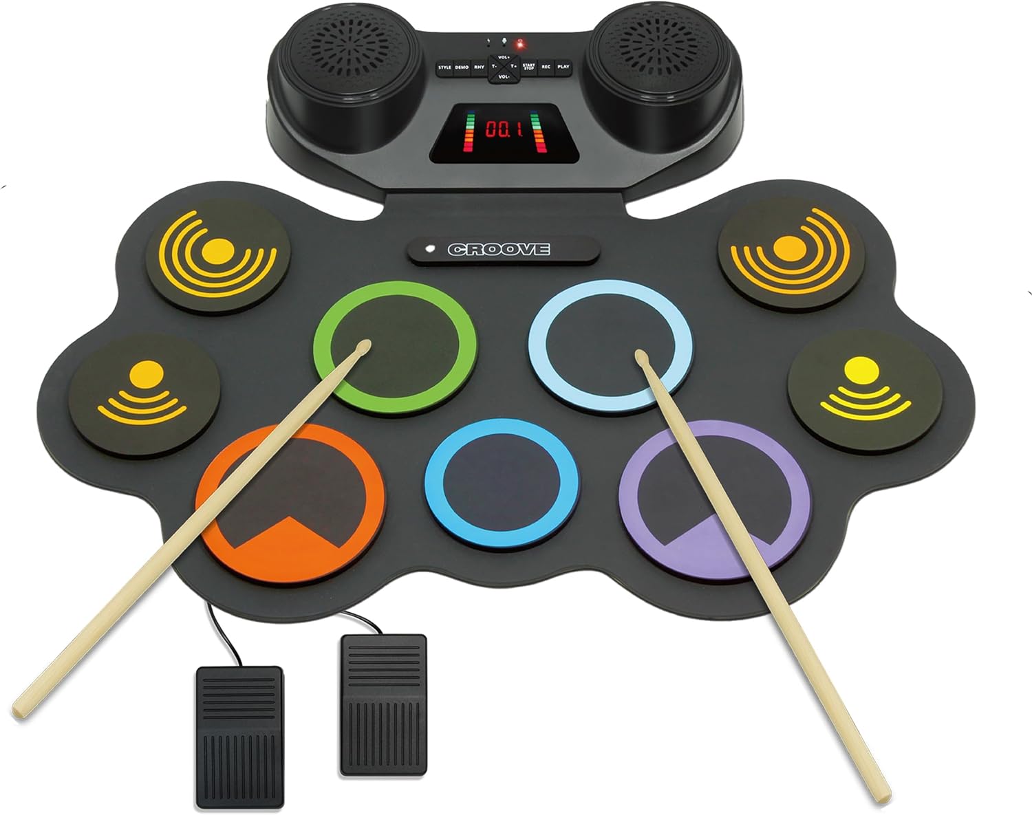 Electronic Drum Set for Kids - 9 Pads, 2 Pedals & 2 Sticks, Headphone Jack in Drumset Kit - Rechargeable Electric Drums Pad for Kid Age 8-12 - Gifts for Boys & Girls Ages 7 8 9 10 11 12 13+ Year Old