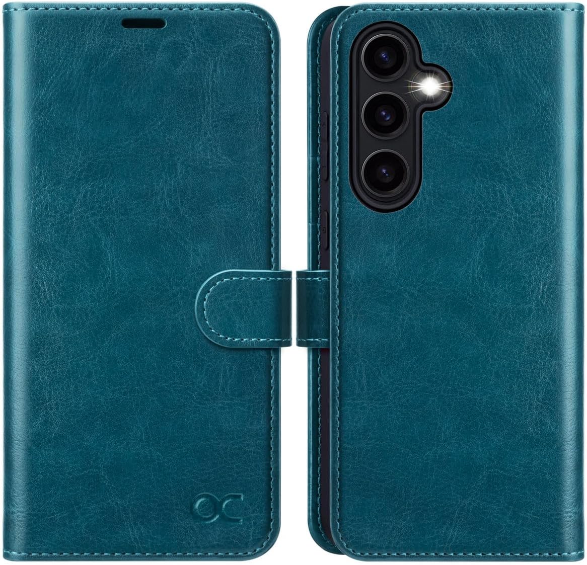 OCASE Compatible with Samsung Galaxy A55 Wallet Case, PU Leather Flip Folio Case with Card Holders RFID Blocking Kickstand [Shockproof TPU Inner Shell] Phone Cover (2024), Peacock Blue