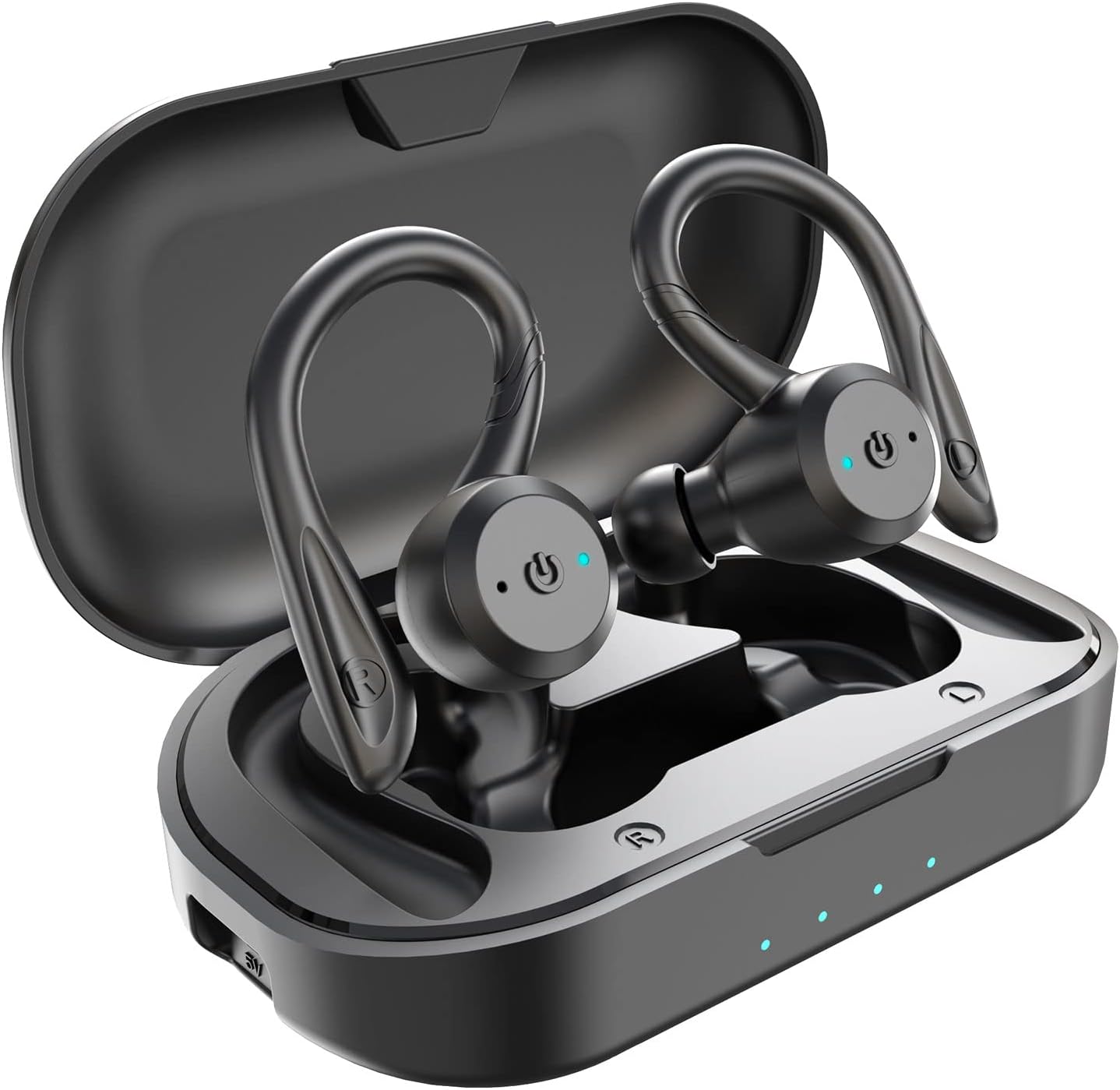 APEKX Bluetooth Headphones True Wireless Earbuds with Charging Case IPX7 Waterproof Stereo Sound Earphones Built-in Mic in-Ear Headsets for Sport Running Black