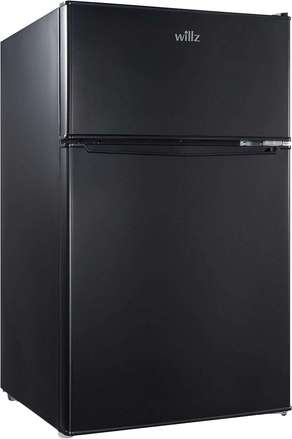 Willz WLR31TBK Compact Refrigerator, 3.1 Cu.Ft Fridge With Dual Door, Adjustable Mechanical Thermostat with True Freezer, Reversible Doors, Black