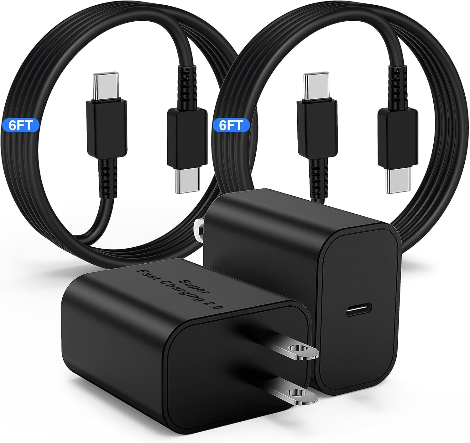 45W Samsung Super Fast Charger for S24, Type C Charger Fast Charging Block &6FT USBC to USBC Cable 2Pack for Galaxy S24 Ultra/S24+/S23 S22 S21 Ultra/Plus, iPad Pro/Air/Mini, Android Phone Charger Cord